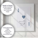 Minimalist Blue Grey Ace of Hearts Love Is The Winning Hand Typography Playing Card Canvas Wall Art Print Decor Picture Ready to Hang