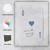 Minimalist Blue Grey Ace of Hearts Love Is The Winning Hand Typography Playing Card Canvas Wall Art Print Decor Picture Ready to Hang