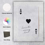 Minimalist Black Ace of Hearts Love Is The Winning Hand Typography Playing Card Canvas Wall Art Print Decor Picture Ready to Hang