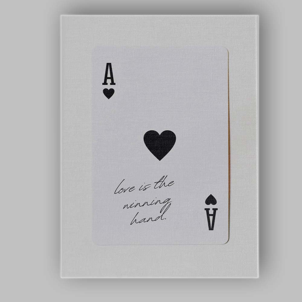 Minimalist Black Ace of Hearts Love Is The Winning Hand Typography Playing Card Canvas Wall Art Print Decor Picture Ready to Hang