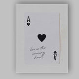 Minimalist Black Ace of Hearts Love Is The Winning Hand Typography Playing Card Canvas Wall Art Print Decor Picture Ready to Hang