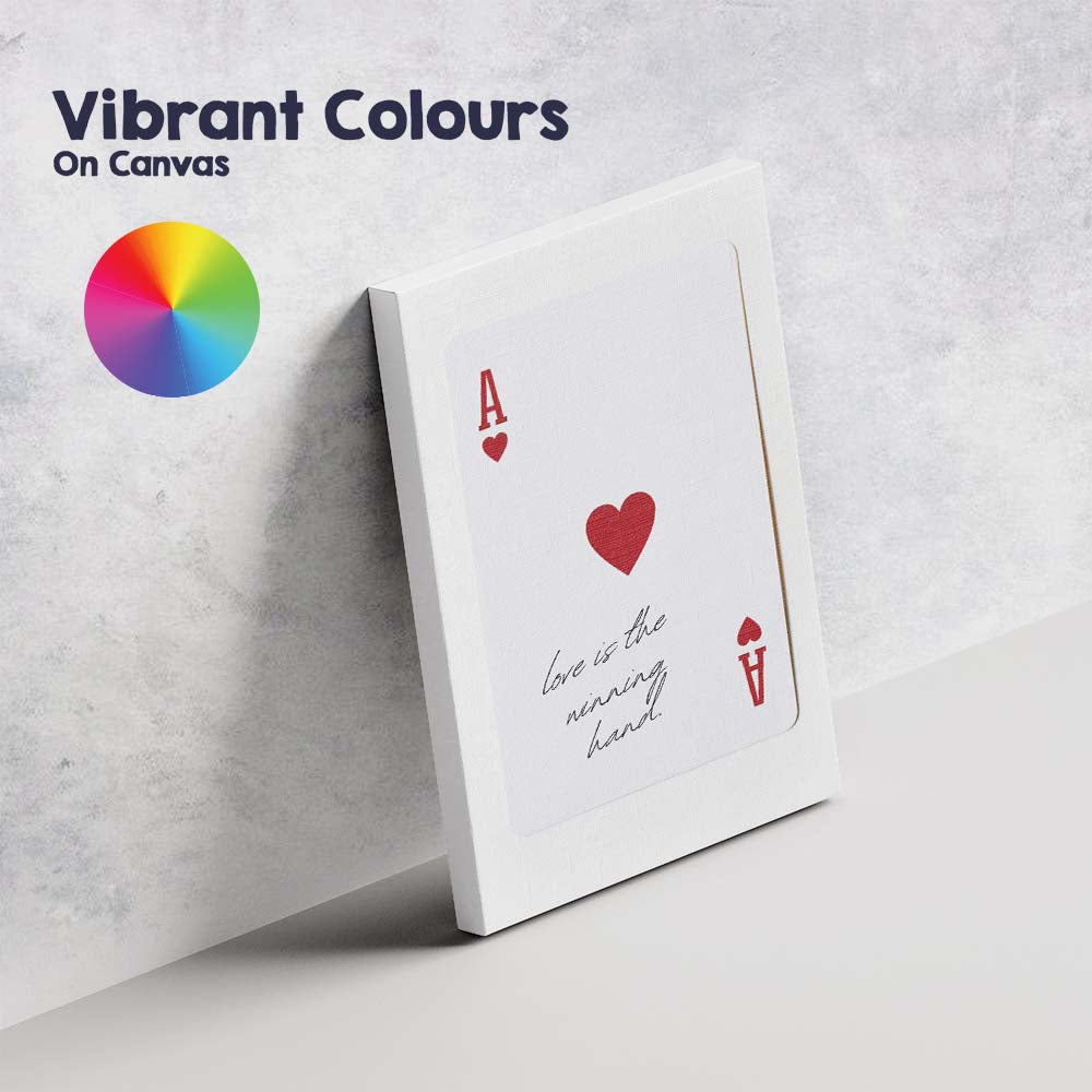 Minimalist Red Ace of Hearts Love Is The Winning Hand Typography Playing Card Canvas Wall Art Print Decor Picture Ready to Hang