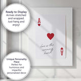 Minimalist Red Ace of Hearts Love Is The Winning Hand Typography Playing Card Canvas Wall Art Print Decor Picture Ready to Hang