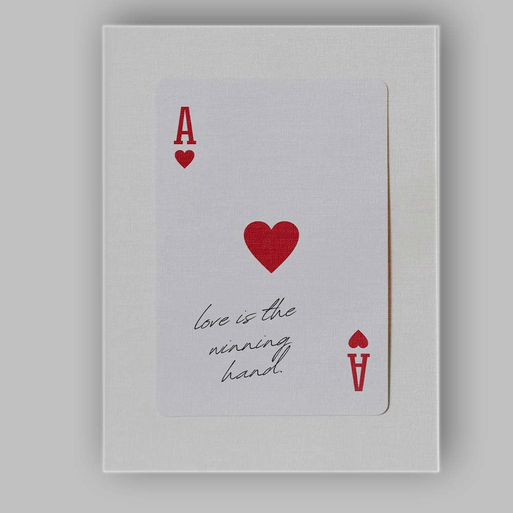 Minimalist Red Ace of Hearts Love Is The Winning Hand Typography Playing Card Canvas Wall Art Print Decor Picture Ready to Hang