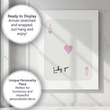 Minimalist Pastel Pink Ace of Hearts Lucky You Typography Playing Card Canvas Wall Art Print Decor Picture Ready to Hang