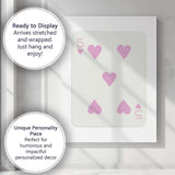 Minimalist Pastel Pink Five of Hearts Playing Card Canvas Wall Art Print Decor Picture Ready to Hang