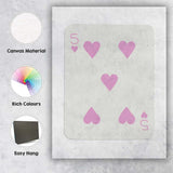 Minimalist Pastel Pink Five of Hearts Playing Card Canvas Wall Art Print Decor Picture Ready to Hang