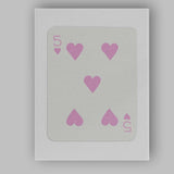 Minimalist Pastel Pink Five of Hearts Playing Card Canvas Wall Art Print Decor Picture Ready to Hang