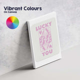 Pastel Pink Lucky You Queen of Hearts Playing Card Typography Canvas Wall Art Print Decor Picture Ready to Hang