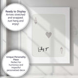 Minimalist Grey Ace of Hearts Lucky You Typography Playing Card Canvas Wall Art Print Decor Picture Ready to Hang