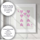 Minimalist Pastel Pink Nine of Hearts Playing Card Canvas Wall Art Print Decor Picture Ready to Hang
