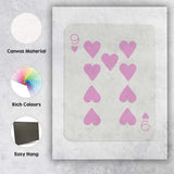 Minimalist Pastel Pink Nine of Hearts Playing Card Canvas Wall Art Print Decor Picture Ready to Hang
