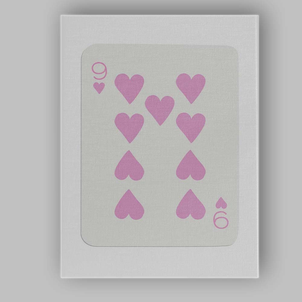 Minimalist Pastel Pink Nine of Hearts Playing Card Canvas Wall Art Print Decor Picture Ready to Hang