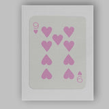 Minimalist Pastel Pink Nine of Hearts Playing Card Canvas Wall Art Print Decor Picture Ready to Hang