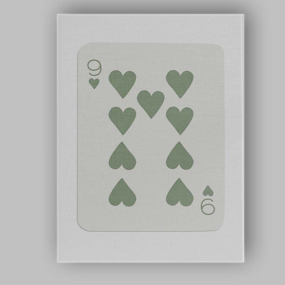 Minimalist Sage Green Nine of Hearts Playing Card Canvas Wall Art Print Decor Picture Ready to Hang
