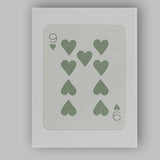 Minimalist Sage Green Nine of Hearts Playing Card Canvas Wall Art Print Decor Picture Ready to Hang