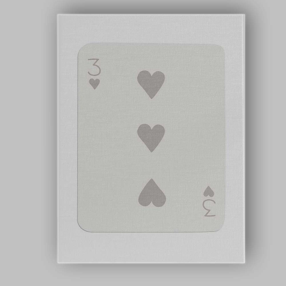 Minimalist Warm Grey Three of Hearts Playing Card Canvas Wall Art Print Decor Picture Ready to Hang