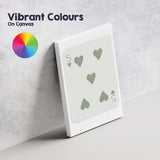 Minimalist Sage Green Five of Hearts Playing Card Canvas Wall Art Print Decor Picture Ready to Hang