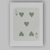 Minimalist Sage Green Five of Hearts Playing Card Canvas Wall Art Print Decor Picture Ready to Hang