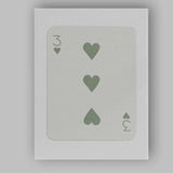 Minimalist Sage Green Three of Hearts Playing Card Canvas Wall Art Print Decor Picture Ready to Hang