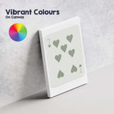 Minimalist Sage Green Seven of Hearts Playing Card Canvas Wall Art Print Decor Picture Ready to Hang