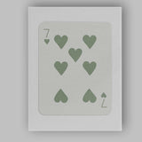 Minimalist Sage Green Seven of Hearts Playing Card Canvas Wall Art Print Decor Picture Ready to Hang