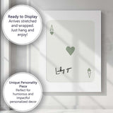 Minimalist Sage Green Lucky You Ace of Hearts Typography Playing Card Canvas Wall Art Print Decor Picture Ready to Hang