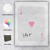 Modern Pink Melting Heart Lucky You Ace of Hearts Playing Card Canvas Wall Art Print Decor Picture Ready to Hang