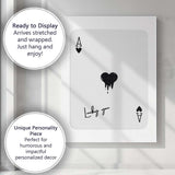 Modern Black Melting Heart Lucky You Ace of Hearts Playing Card Canvas Wall Art Print Decor Picture Ready to Hang