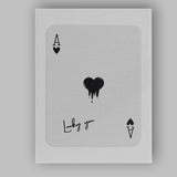 Modern Black Melting Heart Lucky You Ace of Hearts Playing Card Canvas Wall Art Print Decor Picture Ready to Hang