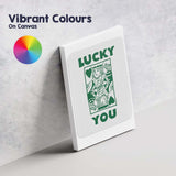 Retro Green Lucky You King of Hearts Typography Playing Card Canvas Wall Art Print Decor Picture Ready to Hang