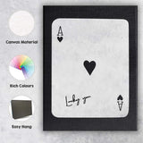 Minimalist Black Lucky You Ace of Hearts Playing Card Canvas Wall Art Print Decor Picture Ready to Hang