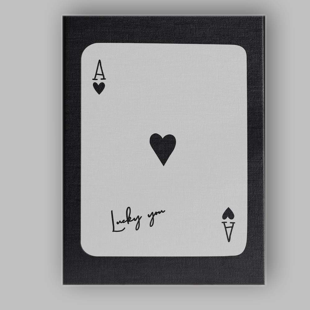 Minimalist Black Lucky You Ace of Hearts Playing Card Canvas Wall Art Print Decor Picture Ready to Hang