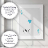 Minimalist Sky Blue Lucky You Ace of Hearts Playing Card Canvas Wall Art Print Decor Picture Ready to Hang