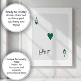 Minimalist Dark Green Lucky You Ace of Hearts Playing Card Canvas Wall Art Print Decor Picture Ready to Hang