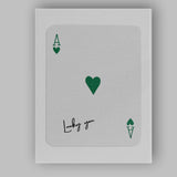 Minimalist Dark Green Lucky You Ace of Hearts Playing Card Canvas Wall Art Print Decor Picture Ready to Hang