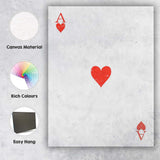 Minimalist Distressed Red Ace of Hearts Playing Card Canvas Wall Art Print Decor Picture Ready to Hang