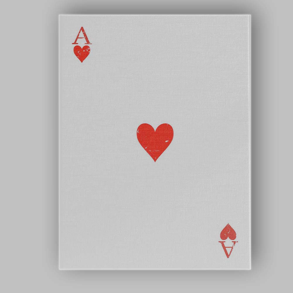 Minimalist Distressed Red Ace of Hearts Playing Card Canvas Wall Art Print Decor Picture Ready to Hang
