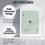Minimalist Sage Green Lucky You Ace of Hearts Playing Card Canvas Wall Art Print Decor Picture Ready to Hang