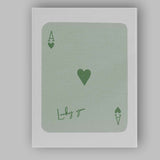 Minimalist Sage Green Lucky You Ace of Hearts Playing Card Canvas Wall Art Print Decor Picture Ready to Hang