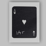 Minimalist Black Lucky You Ace of Hearts Dark Background Playing Card Canvas Wall Art Print Decor Picture Ready to Hang