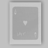 Minimalist Grey Lucky You Ace of Hearts Playing Card Canvas Wall Art Print Decor Picture Ready to Hang
