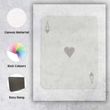 Minimalist Warm Beige Ace of Hearts Playing Card Canvas Wall Art Print Decor Picture Ready to Hang