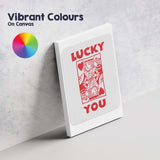 Retro Red Lucky You King of Hearts Typography Playing Card Canvas Wall Art Print Decor Picture Ready to Hang