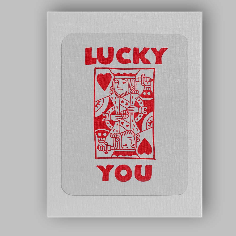 Retro Red Lucky You King of Hearts Typography Playing Card Canvas Wall Art Print Decor Picture Ready to Hang