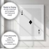 Minimalist Black Ace of Diamonds Playing Card Canvas Wall Art Print Decor Picture Ready to Hang
