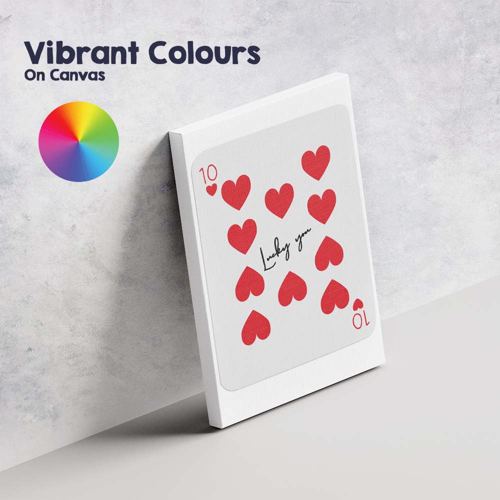Minimalist Red Ten of Hearts Lucky You Playing Card Canvas Wall Art Print Decor Picture Ready to Hang