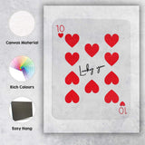 Minimalist Red Ten of Hearts Lucky You Playing Card Canvas Wall Art Print Decor Picture Ready to Hang