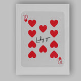 Minimalist Red Ten of Hearts Lucky You Playing Card Canvas Wall Art Print Decor Picture Ready to Hang