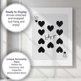 Minimalist Black Ten of Hearts Lucky You Playing Card Canvas Wall Art Print Decor Picture Ready to Hang